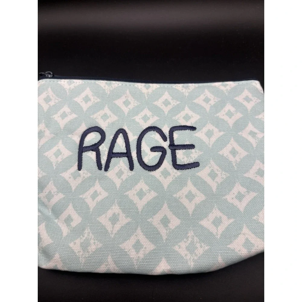 Thirty One RAGE Light Blue Pouch Cosmetic Makeup Bag Organizing Travel Bag NEW